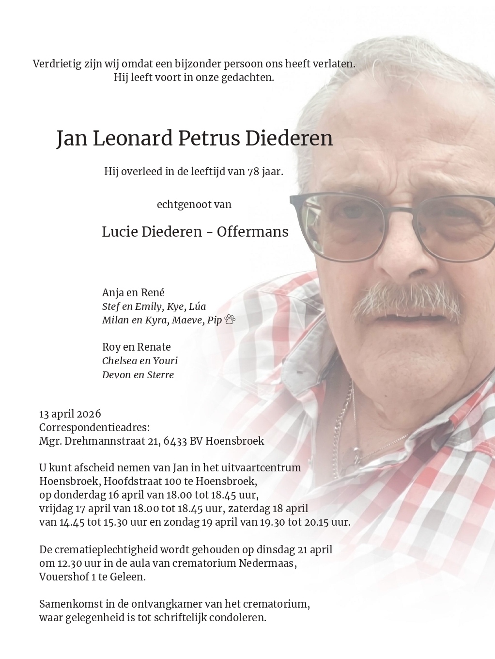 In Memoriam - Jan Diederen