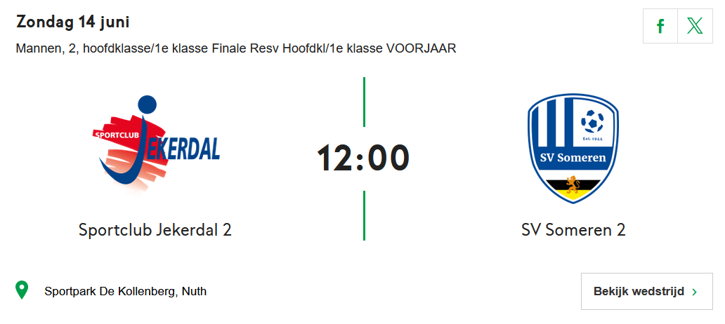 A.s. zondag finale promotie/degradatie hoofdklasse/1e klasse bij RKSV Minor
